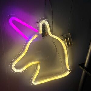 Cute Neon Led Pink & White/Yellow Unicorn Wall Lamp Decor